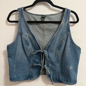 Denim Tie-Front Vest